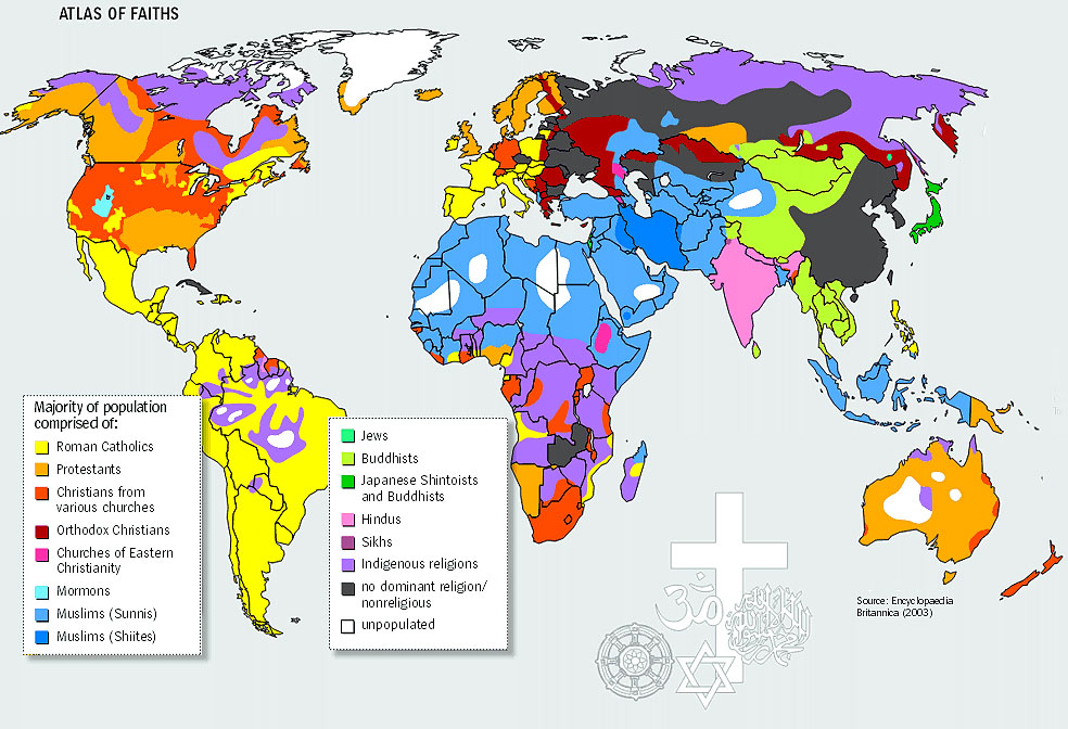 Map of world religions from